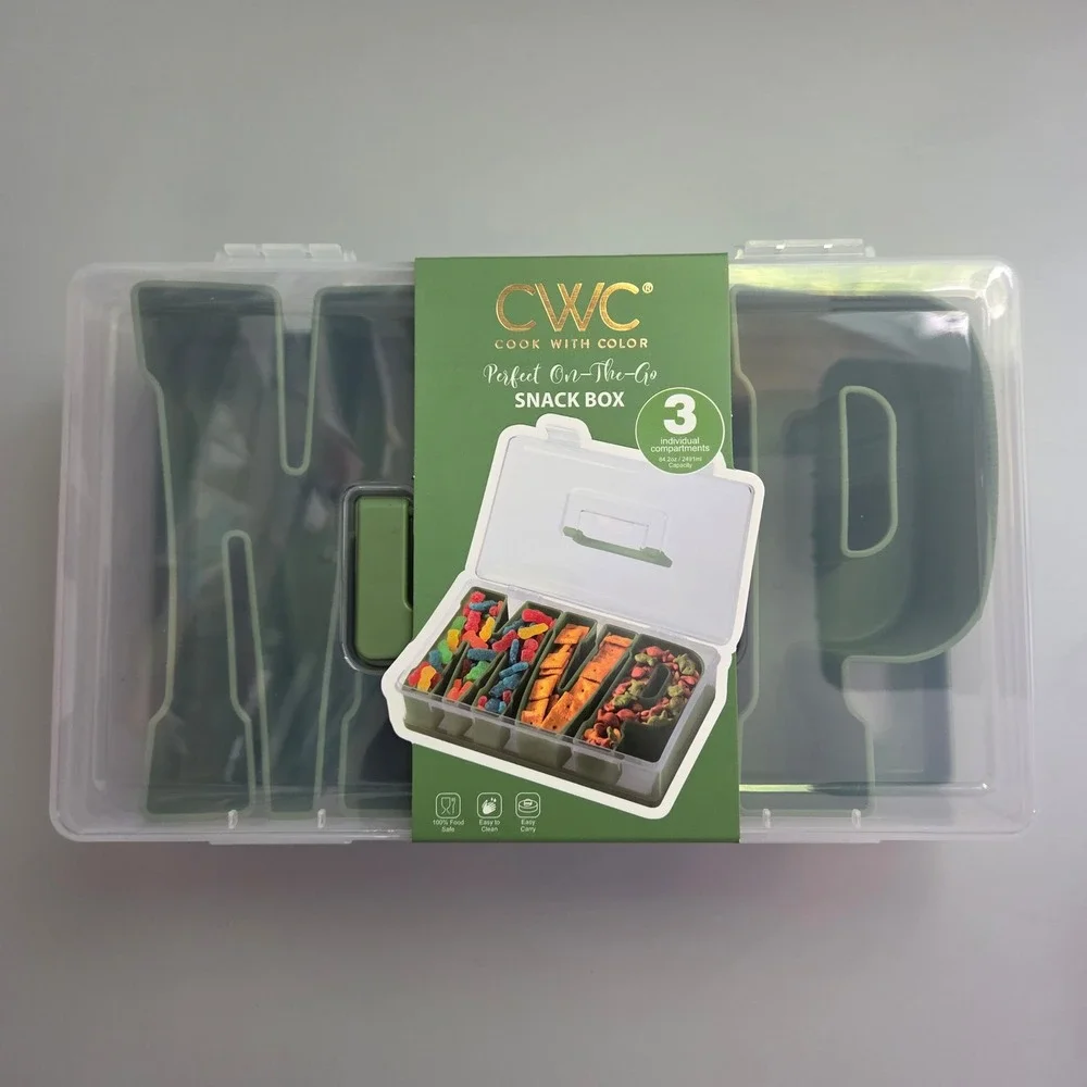 Cook With Color MVP Snack Box 3 Compartment On-The-Go Food Container Green